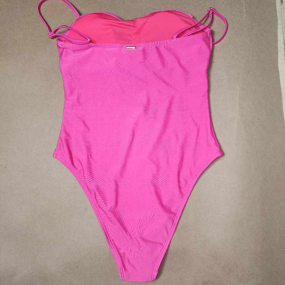 NWT, neon rose one piece swimsuit, Medium - Picture 6 of 10